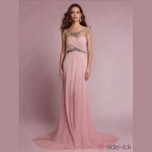 DLass Rhinestone Pink Formal Dress Cut Out Back NWT Size 2